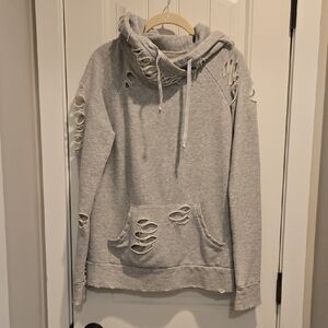 ALO Yoga Ripped Hoodie - Gray - XS